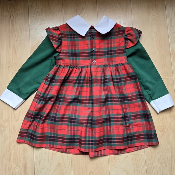 Vintage 1980s Polly Flinders red/green plaid holiday Christmas dress